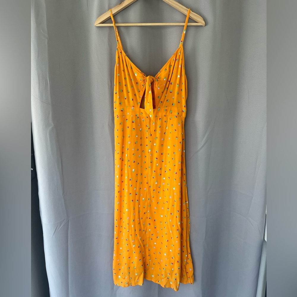 NWT Floral Retro Knot Front Cut Out Midi Sun Dress- Small